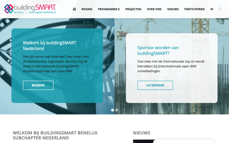 website screenshot BuildingSMART Benelux