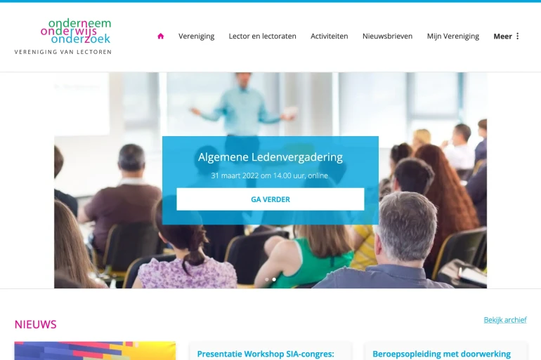 website screenshot Vereniging van Lectoren