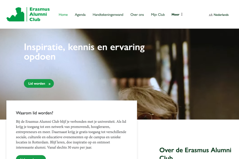 website screenshot Erasmus Alumni Club